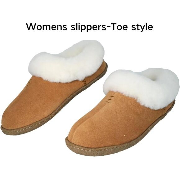 Women's Brown White Fuzzy Leather Collar Wool Lining Warm Slipper Boot Shoes - Picture 3 of 6